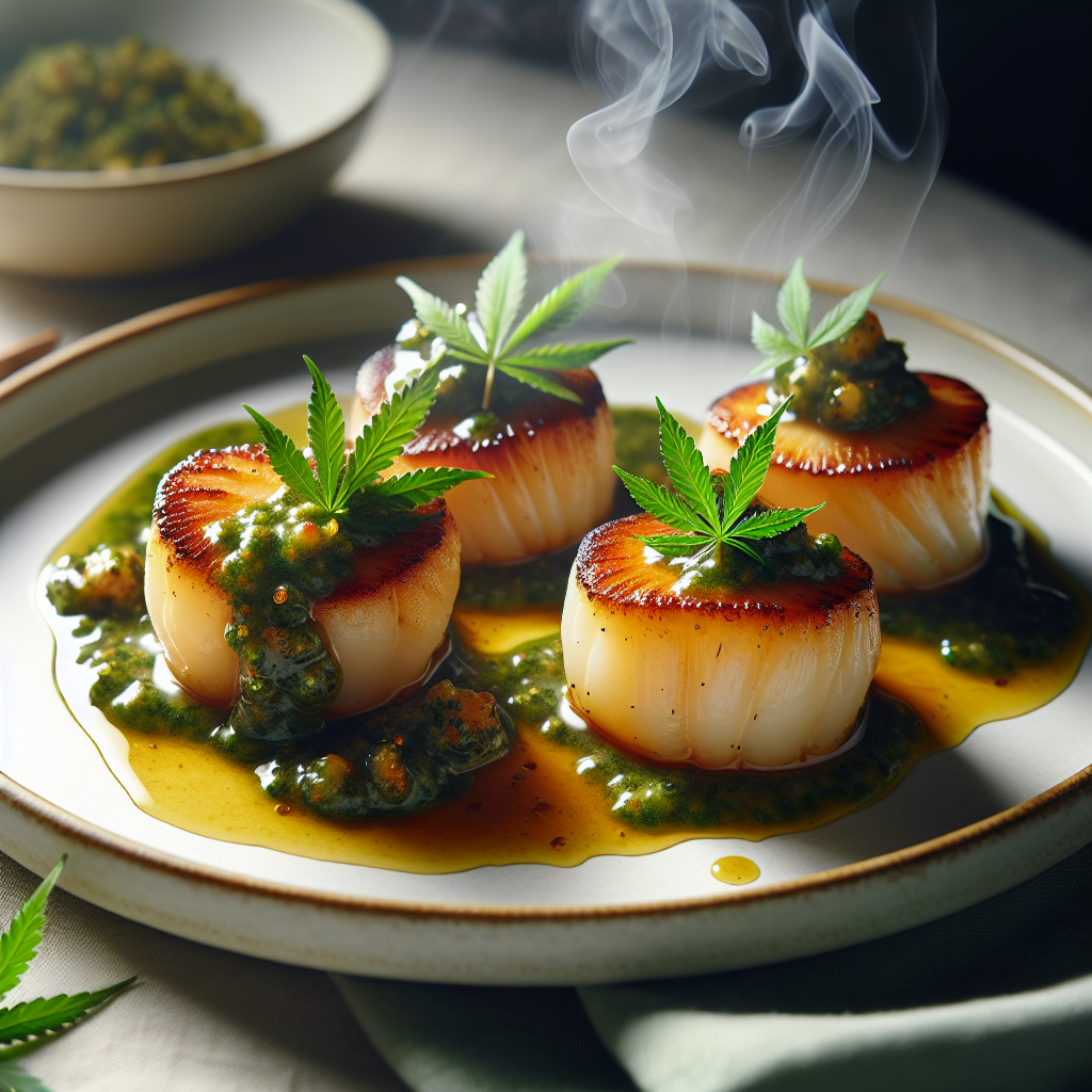 Cannabutter seared scallops
