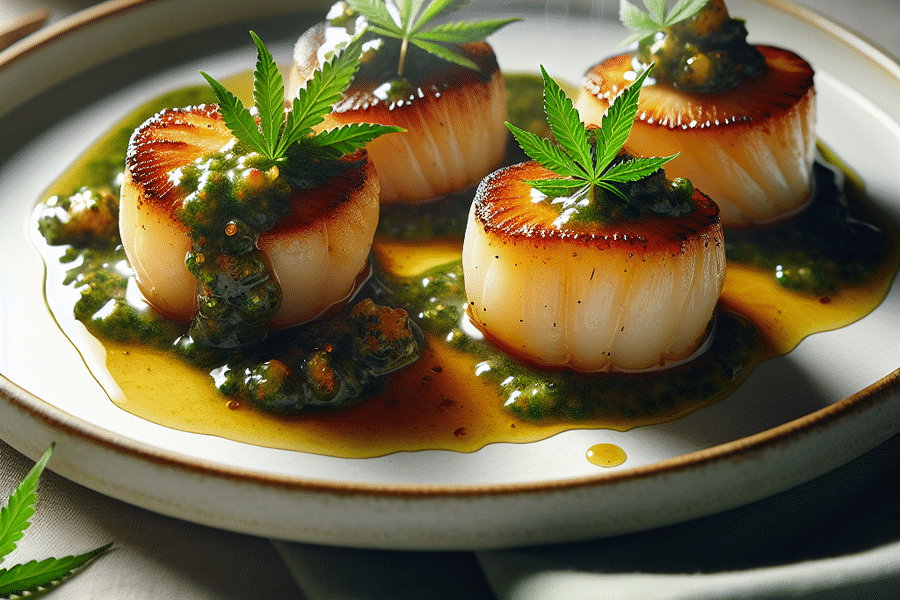 Cannabutter seared scallops