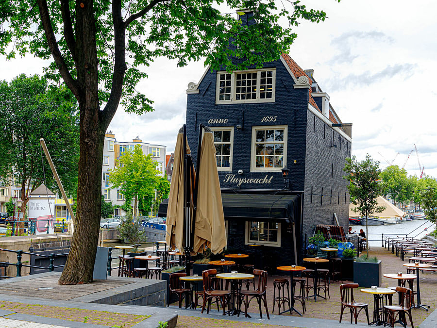 Amsterdam coffee shop with canal view