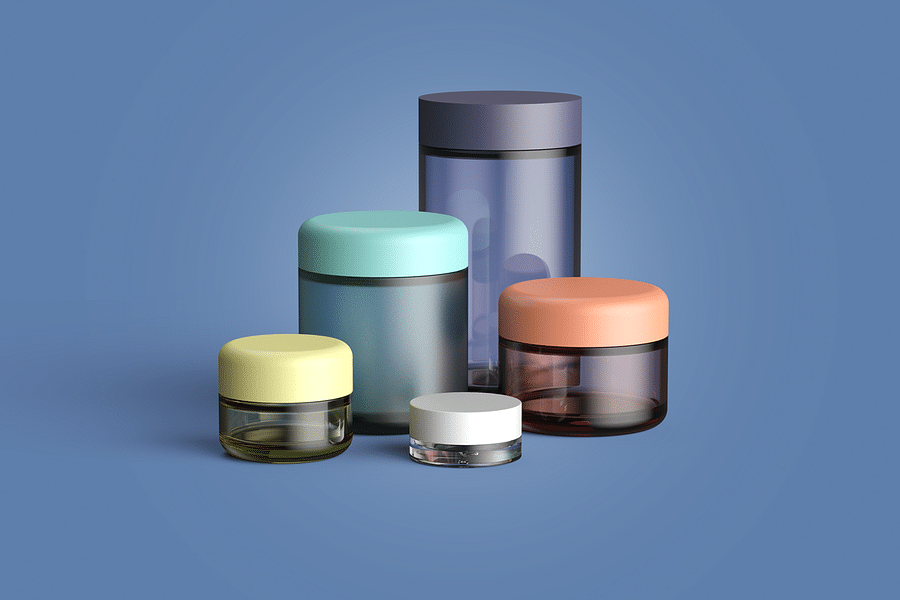 Assortment of cannabis storage jars and containers