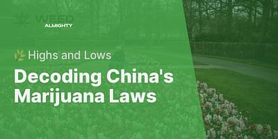Decoding China's Marijuana Laws - 🌿Highs and Lows