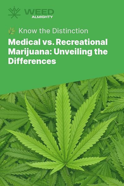 Medical vs. Recreational Marijuana: Unveiling the Differences - 🌿 Know the Distinction