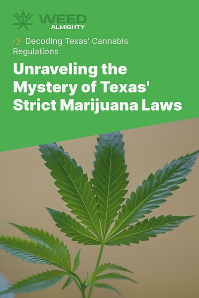 Unraveling the Mystery of Texas' Strict Marijuana Laws - 🌿 Decoding Texas' Cannabis Regulations